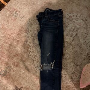 American Eagle Outfitters Dark Blue Skinny Distressed Jeans